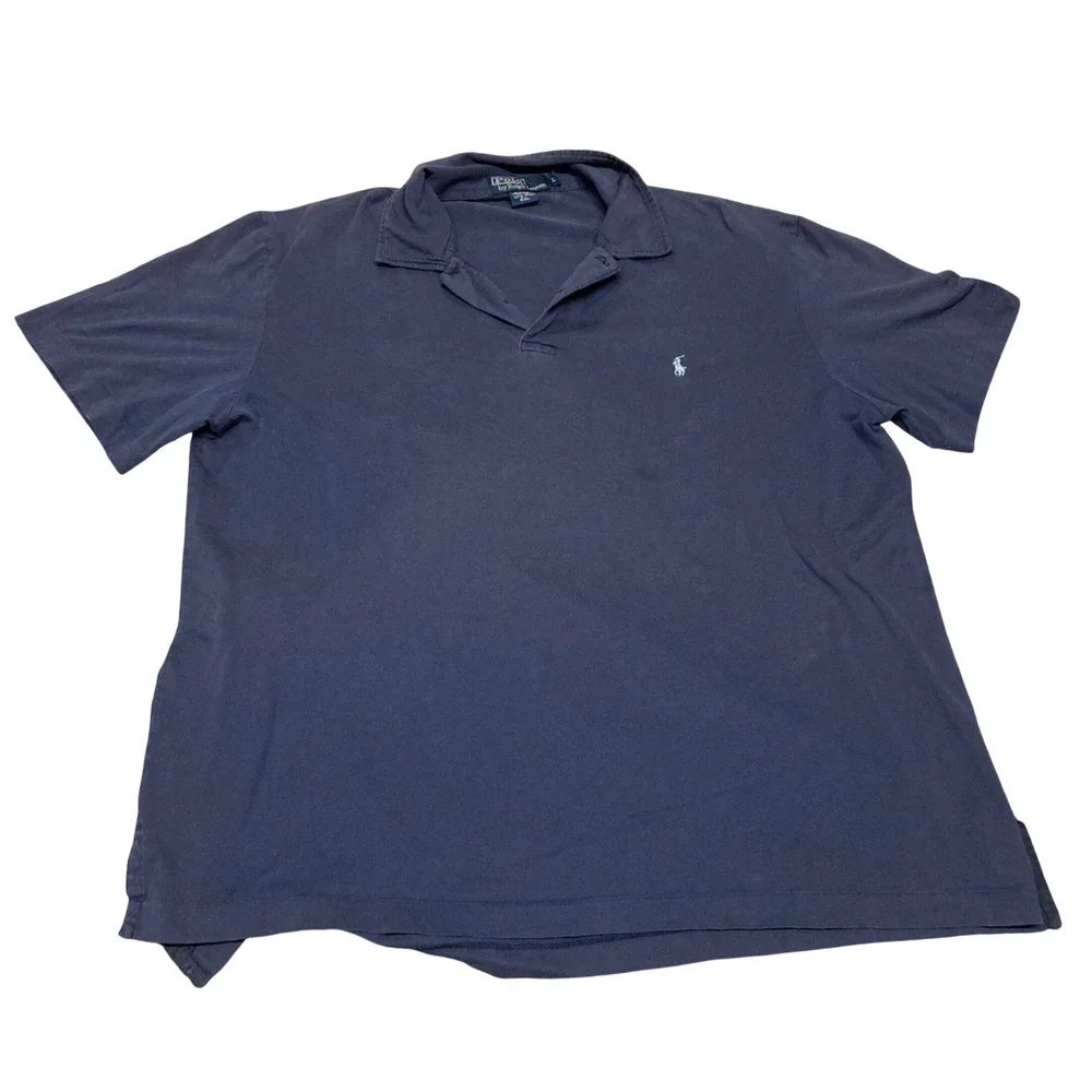 Polo Ralph Lauren Mens Navy Blue 100% Pima Cotton Short Sleeve Polo Shirt Large